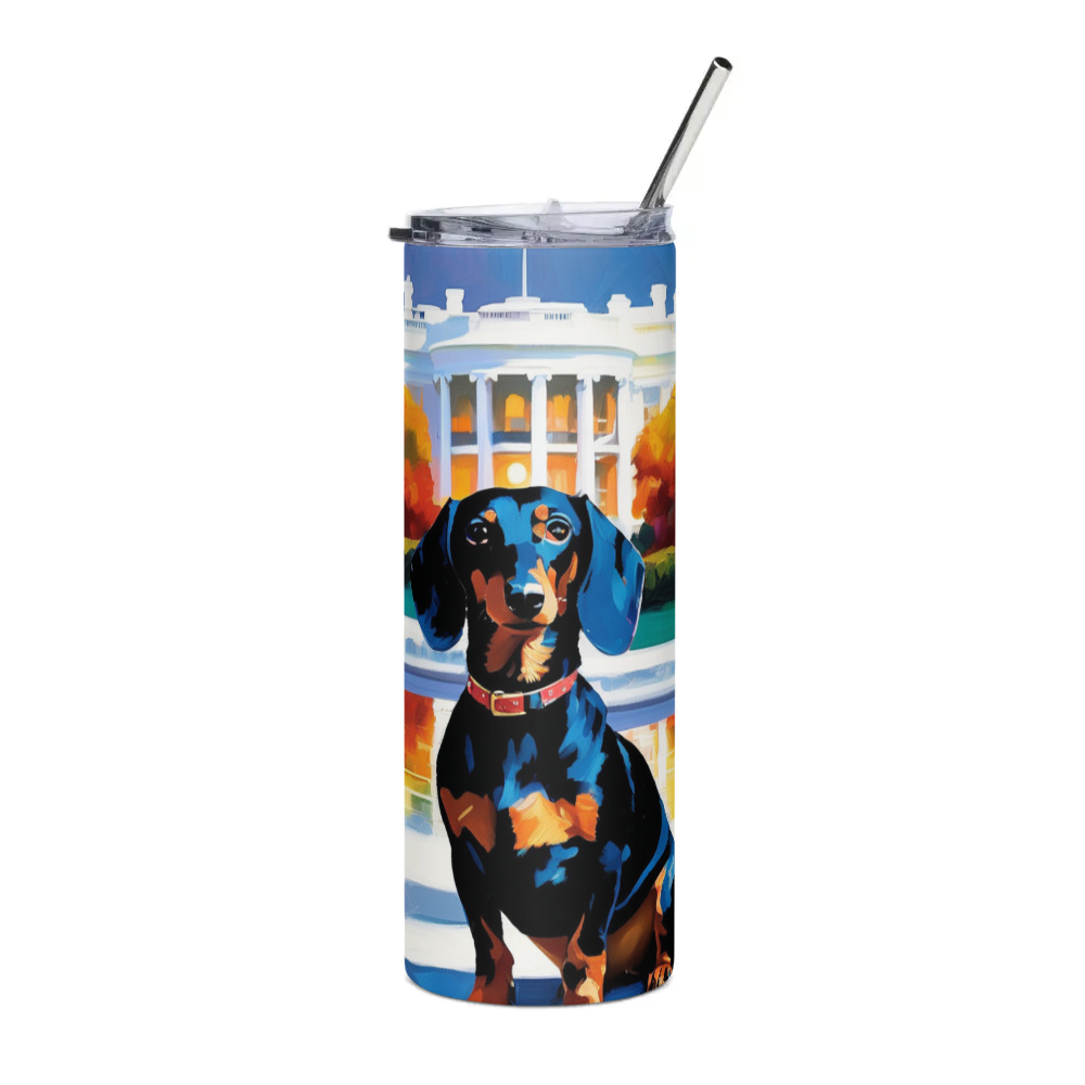 PugMug Custom Black Dachshund Stainless Steel Tumbler
