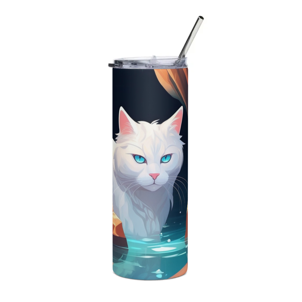 PugMug Custom White Companion Cat Stainless Steel Tumbler