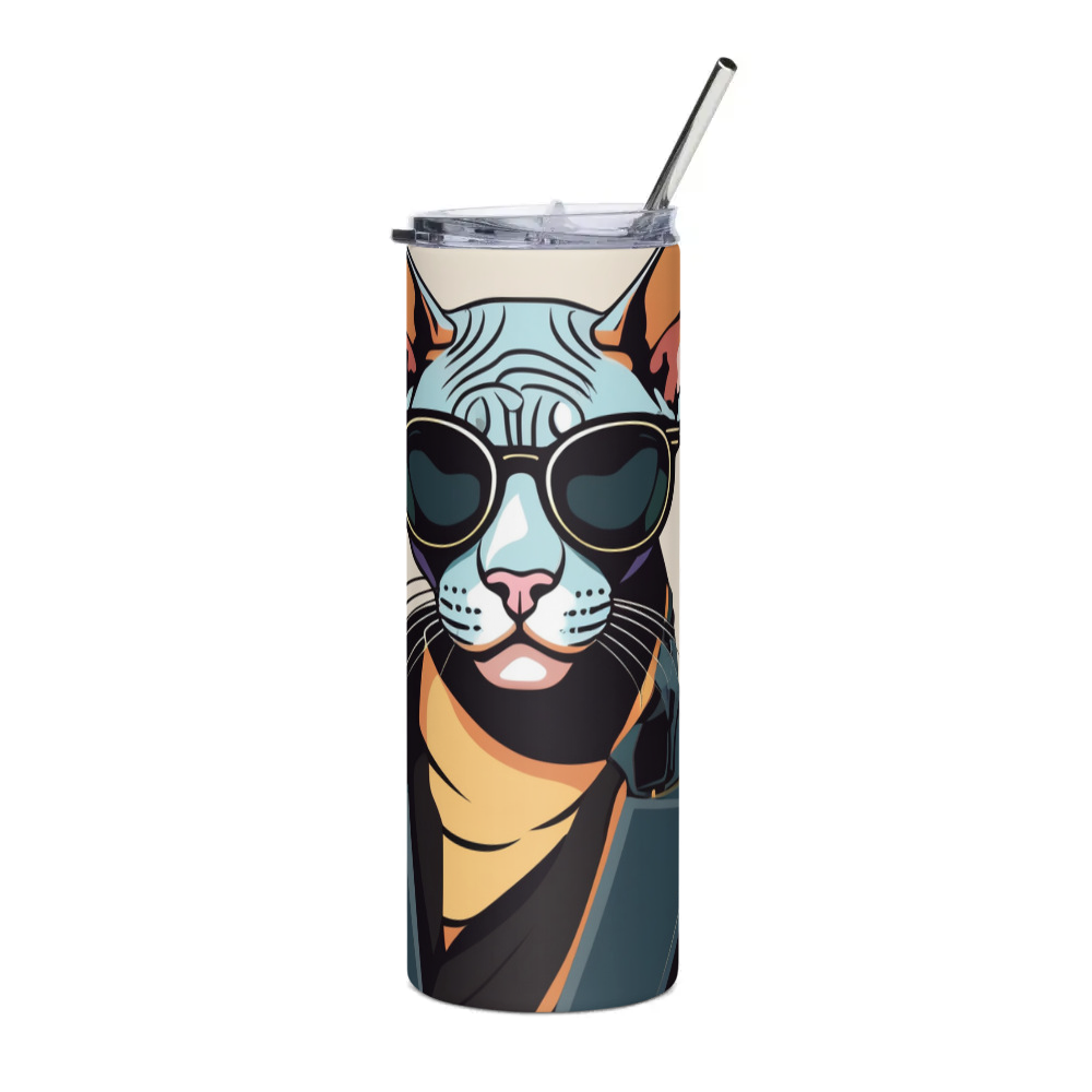 PugMug Custom Black Sphynx Cat Stainless Steel Tumbler