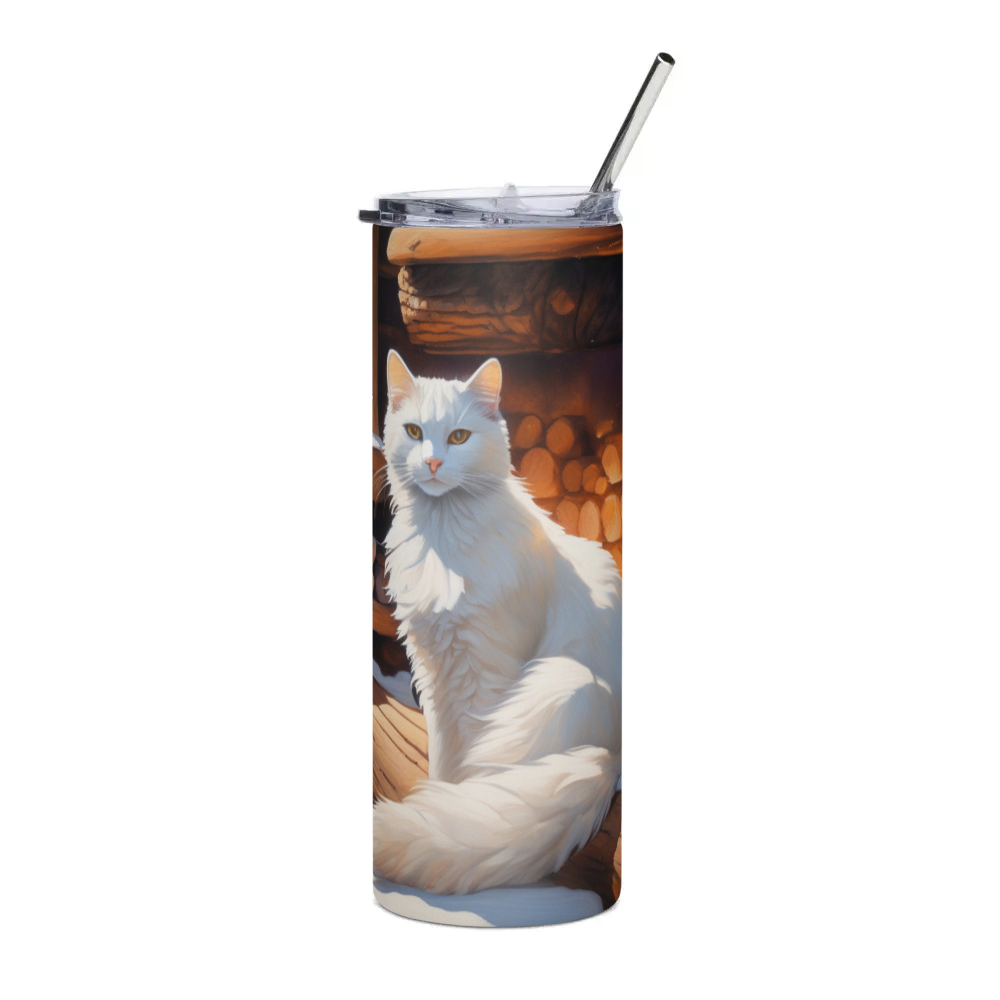 PugMug Custom White Companion Cat Stainless Steel Tumbler
