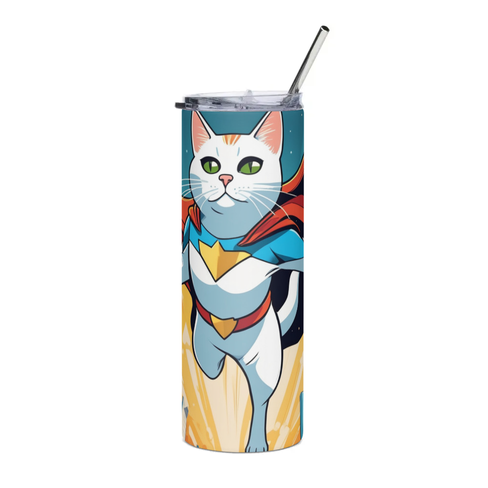 PugMug Custom White Companion Cat Stainless Steel Tumbler
