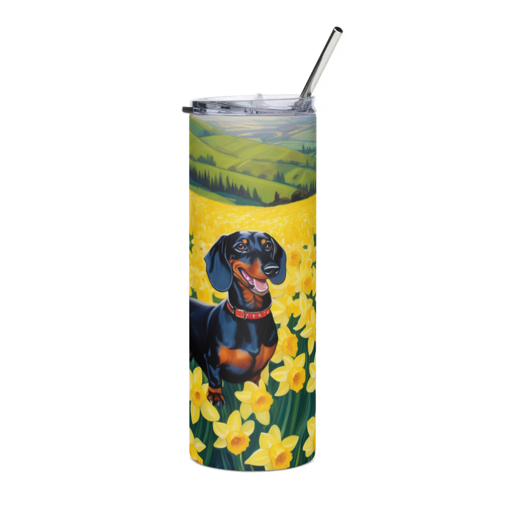 PugMug Custom Black Dachshund Stainless Steel Tumbler