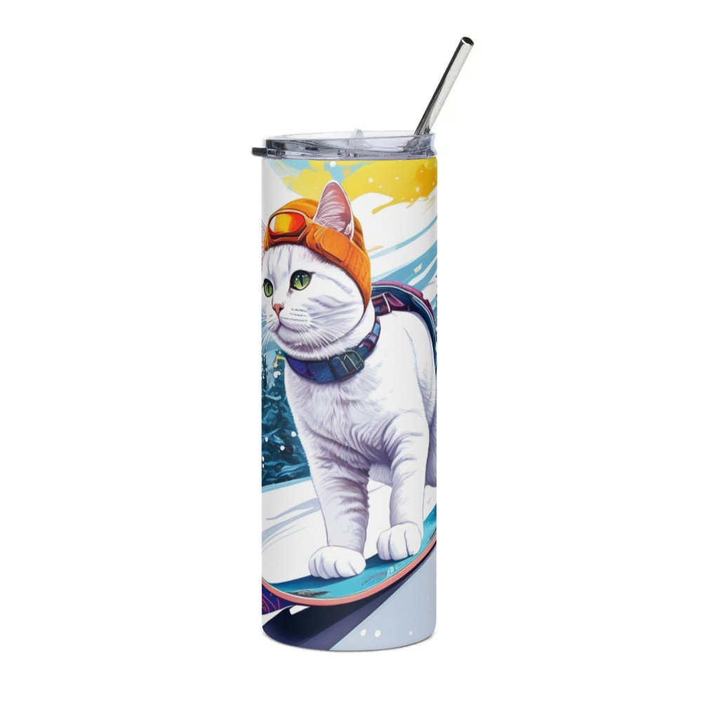 PugMug Custom White Companion Cat Stainless Steel Tumbler