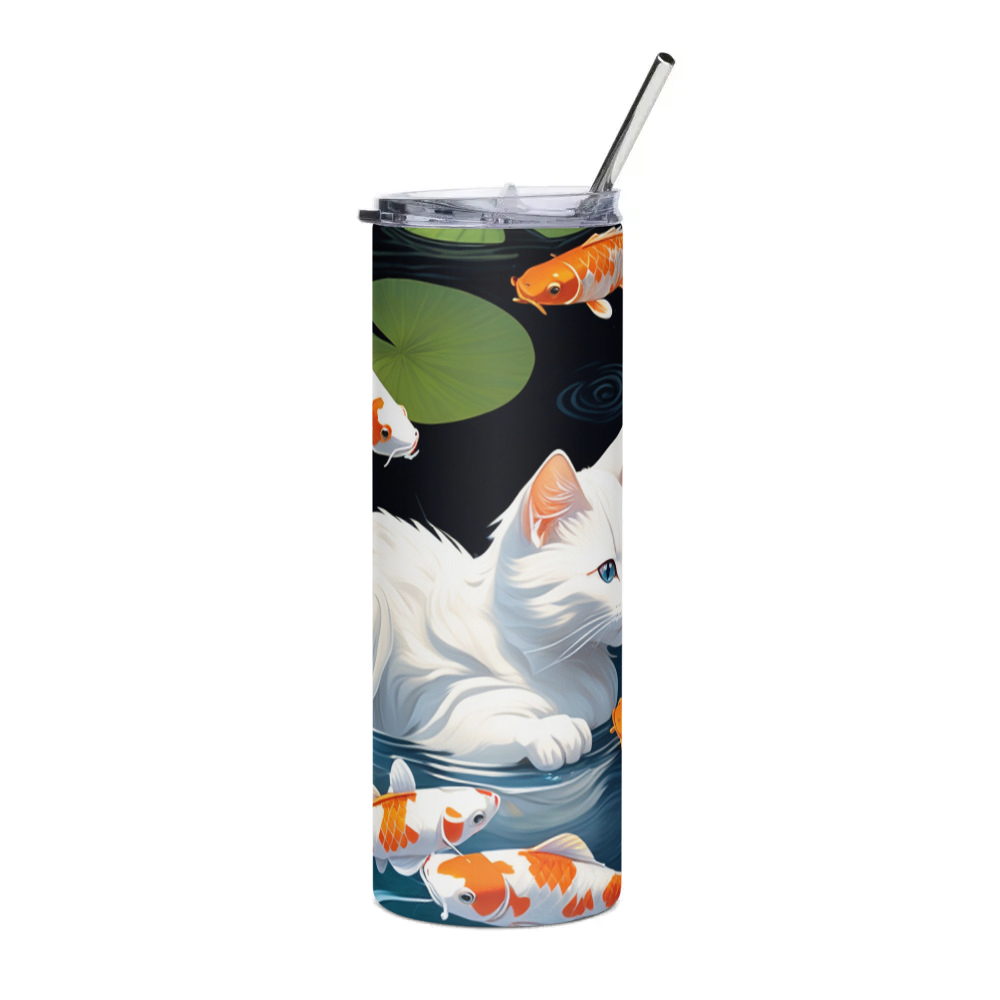 PugMug Custom White Companion Cat Stainless Steel Tumbler