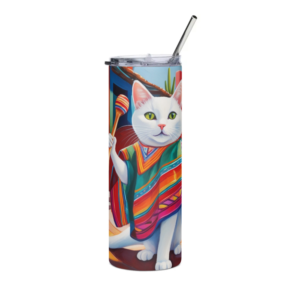 PugMug Custom White Companion Cat Stainless Steel Tumbler