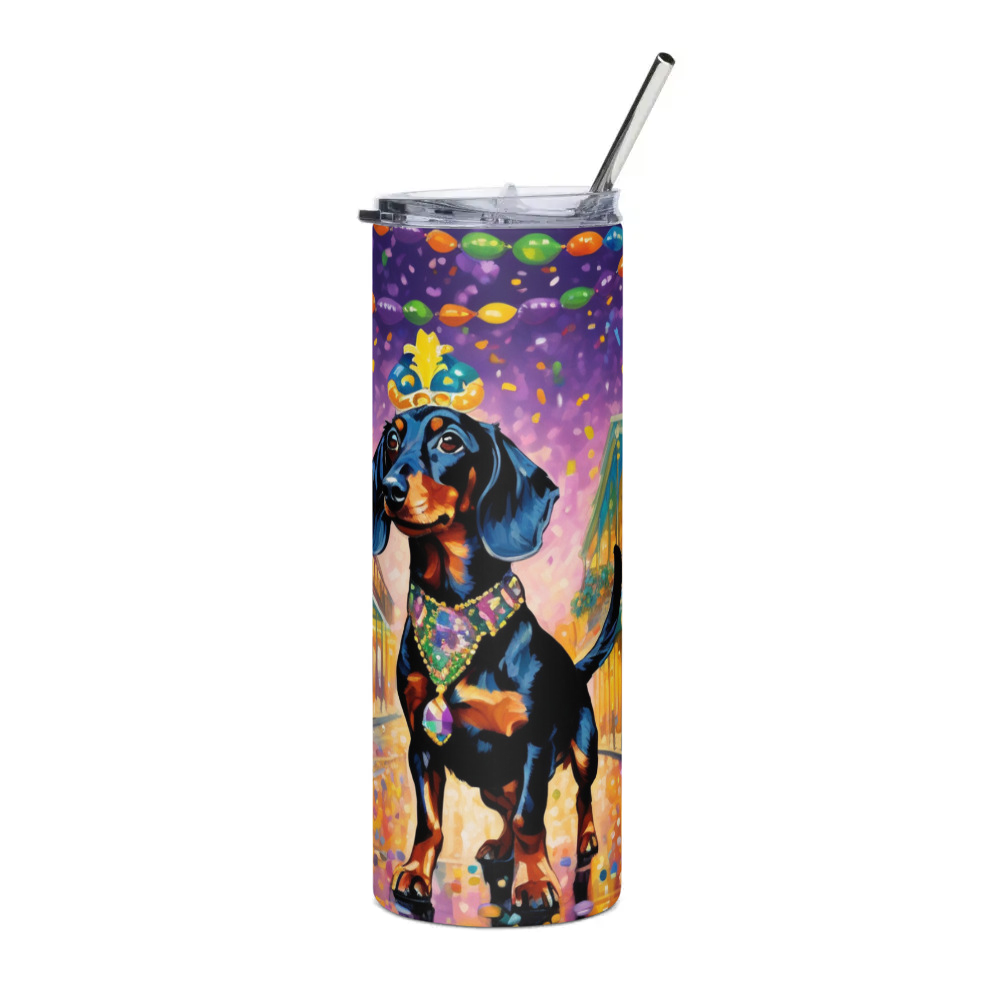 PugMug Custom Black Dachshund Stainless Steel Tumbler