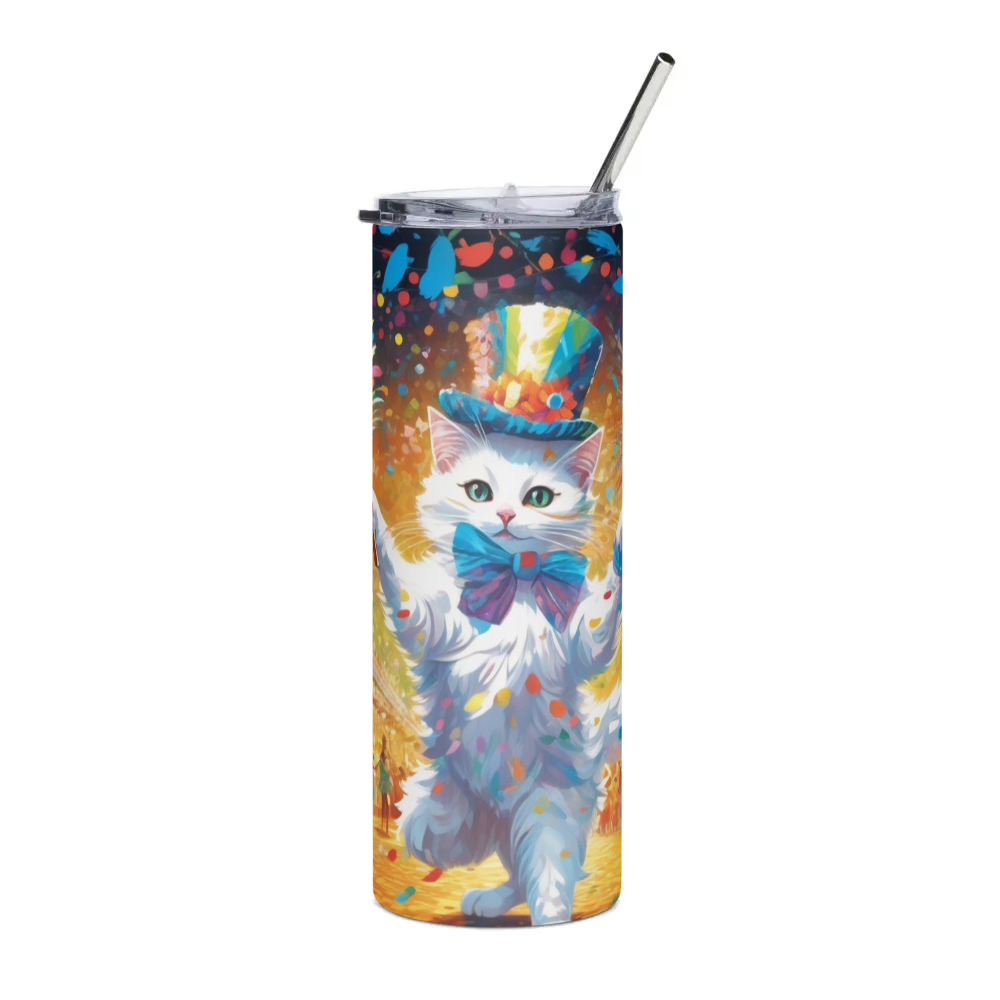 PugMug Custom White Companion Cat Stainless Steel Tumbler