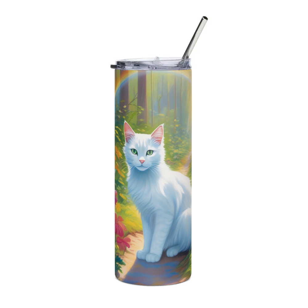 PugMug Custom White Companion Cat Stainless Steel Tumbler