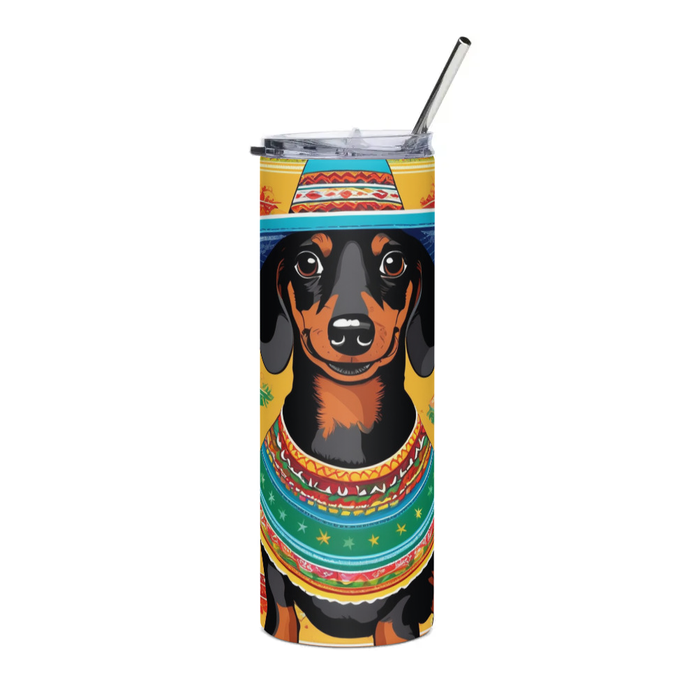 PugMug Custom Black Dachshund Stainless Steel Tumbler