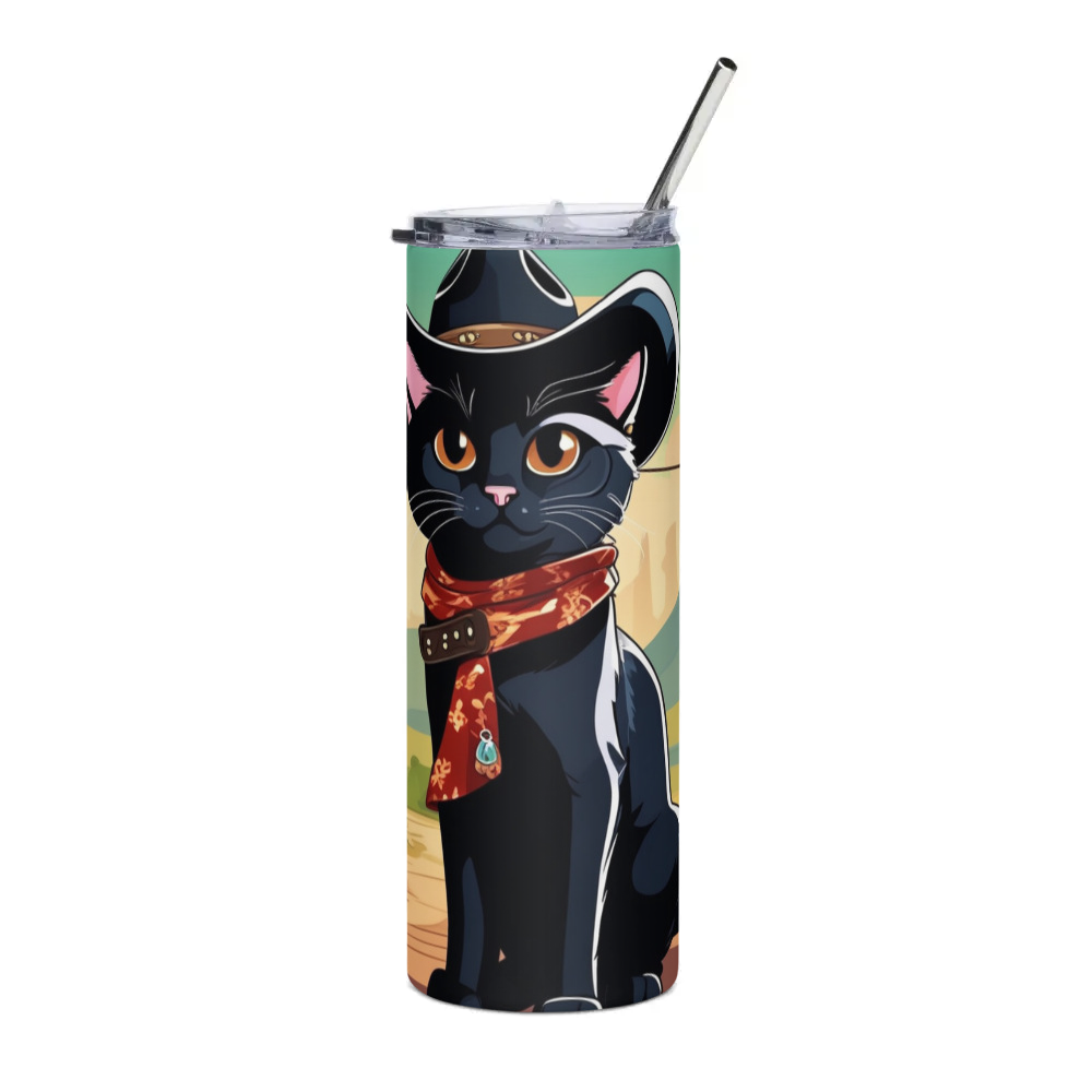 PugMug Custom Black Companion Cat Stainless Steel Tumbler