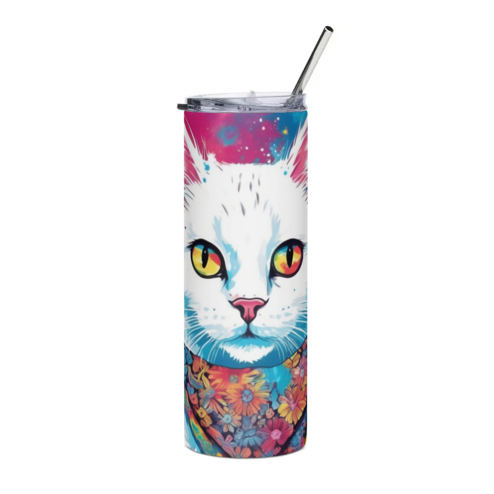 PugMug Custom White Companion Cat Stainless Steel Tumbler