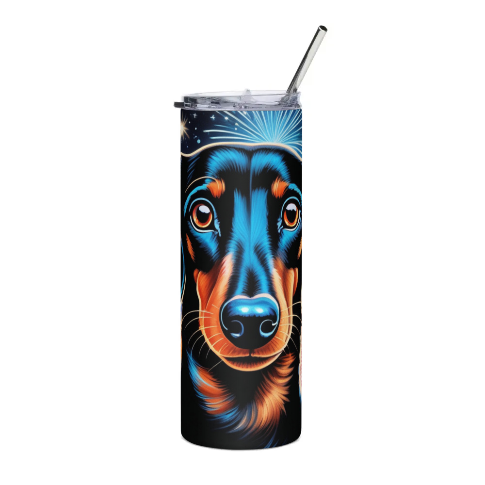 PugMug Custom Black Dachshund Stainless Steel Tumbler