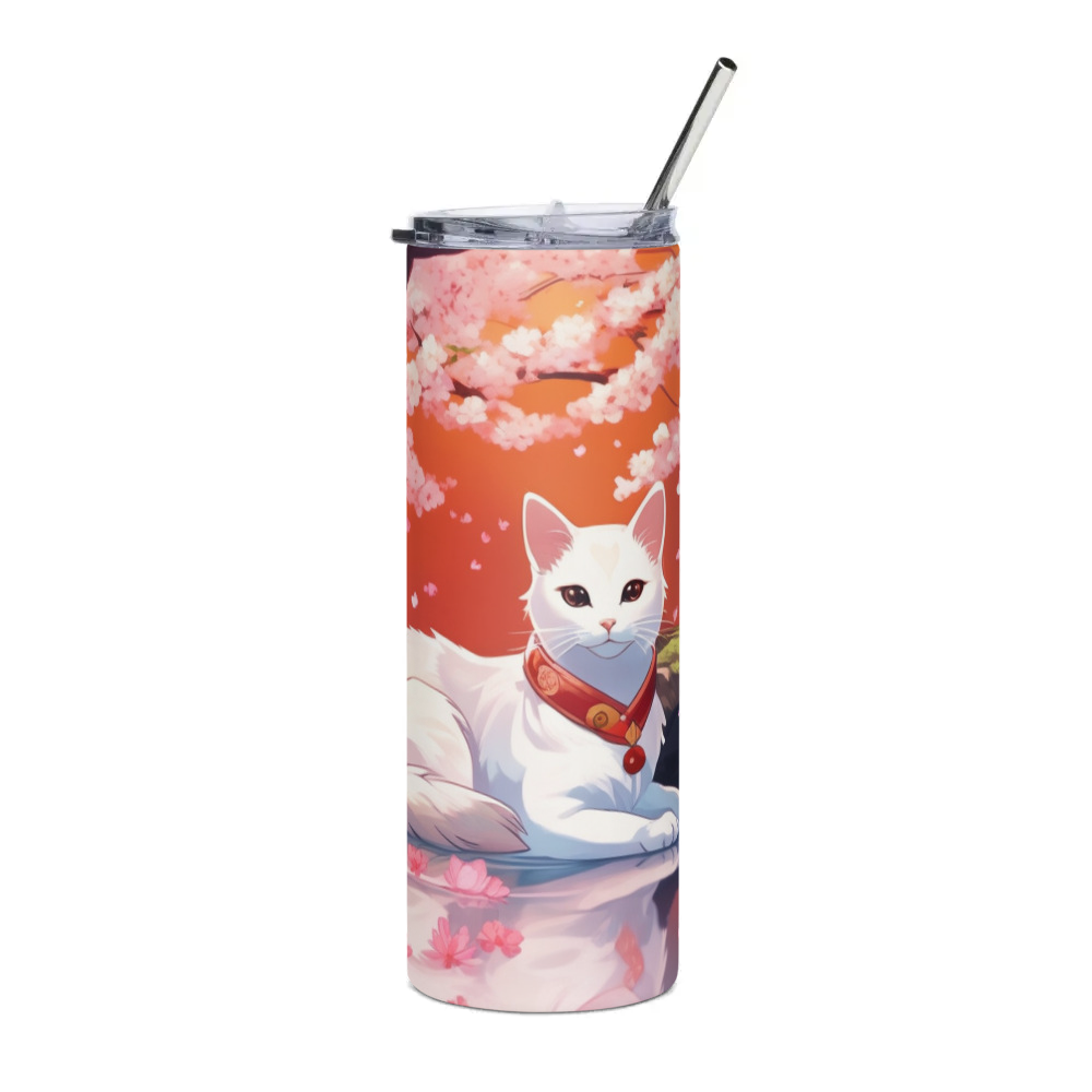 PugMug Custom White Companion Cat Stainless Steel Tumbler