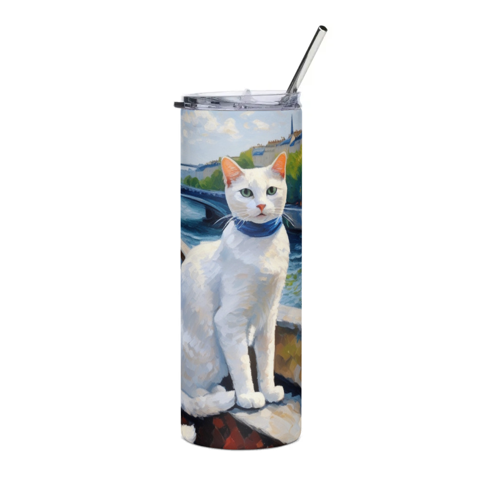 PugMug Custom White Companion Cat Stainless Steel Tumbler