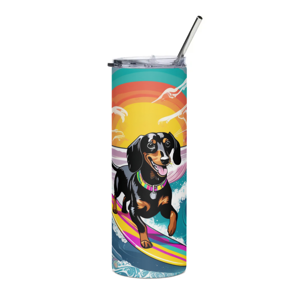 PugMug Custom Black Dachshund Stainless Steel Tumbler