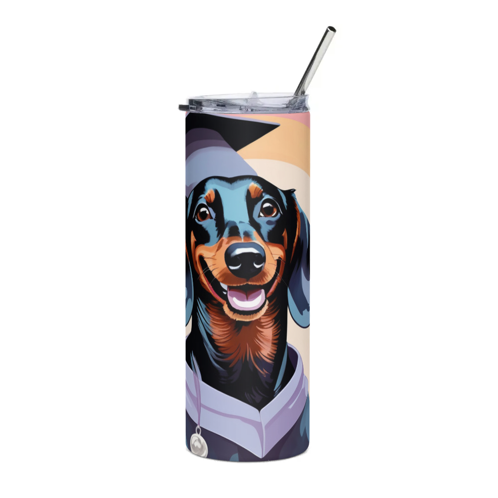PugMug Custom Black Dachshund Stainless Steel Tumbler