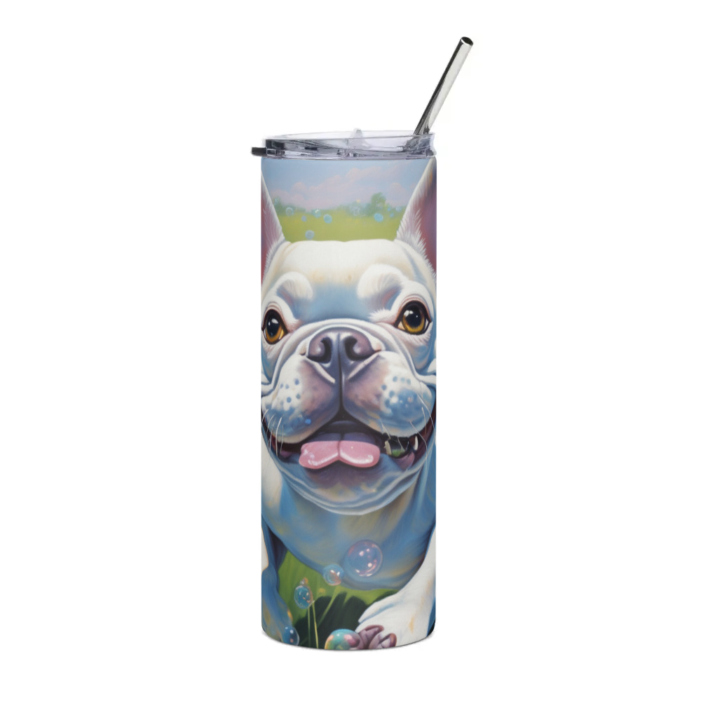 PugMug Custom White French Bulldog Stainless Steel Tumbler