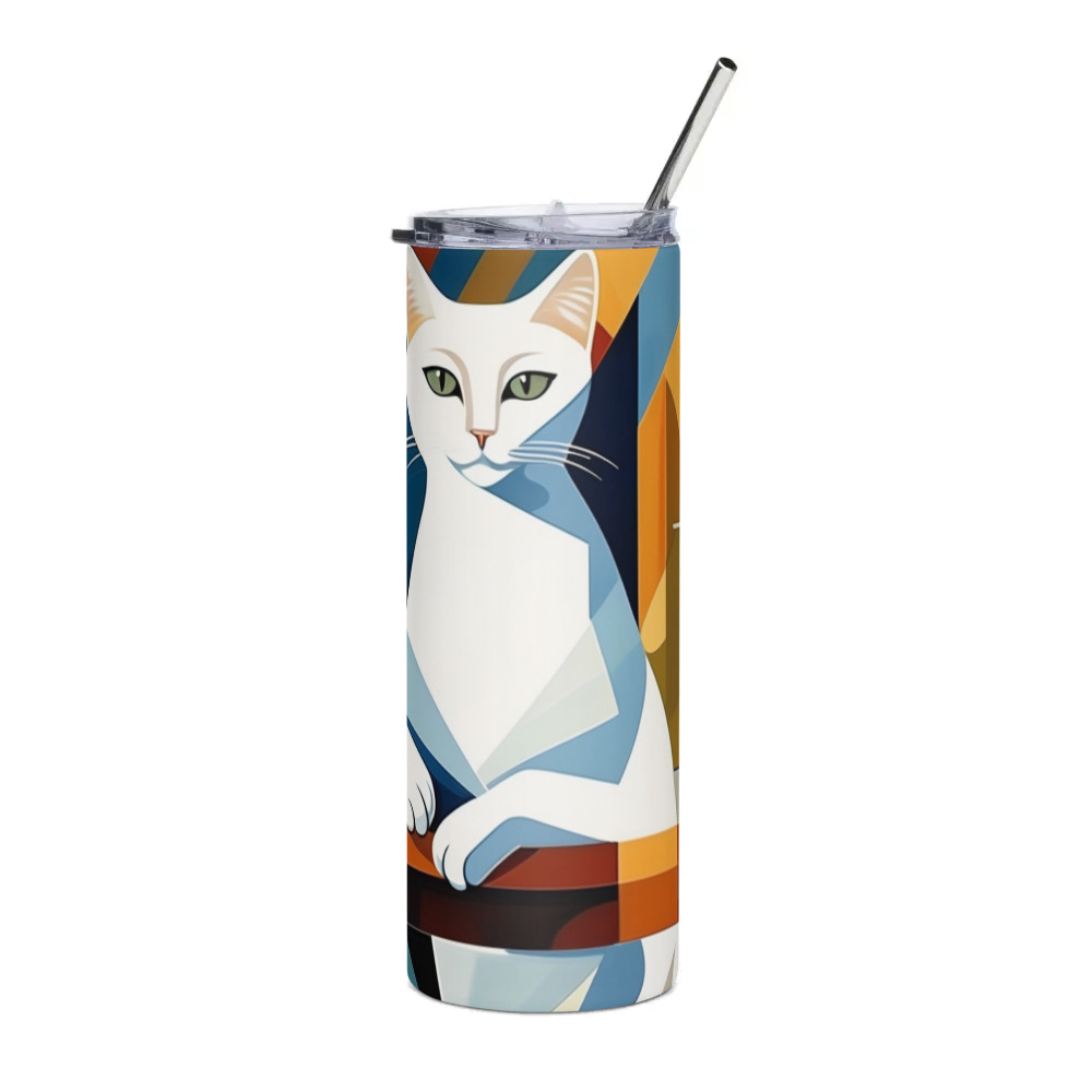 PugMug Custom White Companion Cat Stainless Steel Tumbler