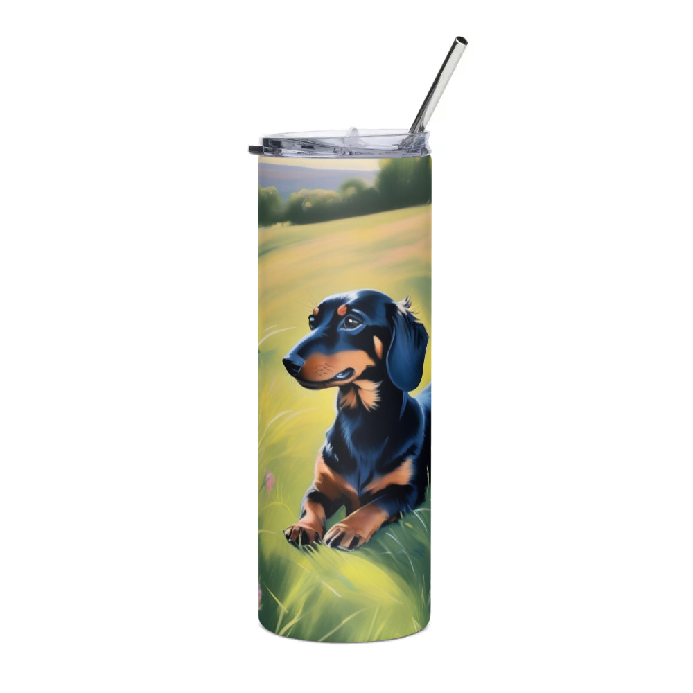 PugMug Custom Black Dachshund Stainless Steel Tumbler