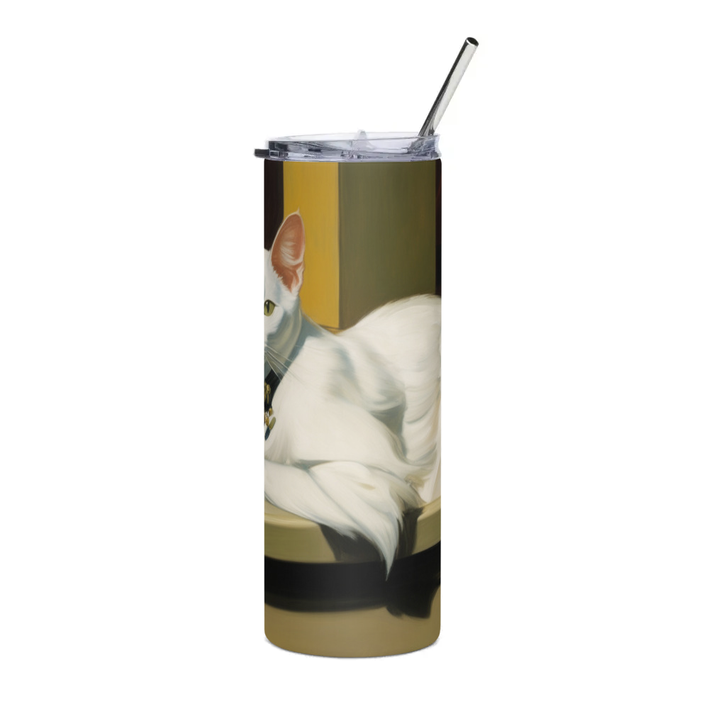 PugMug Custom White Companion Cat Stainless Steel Tumbler