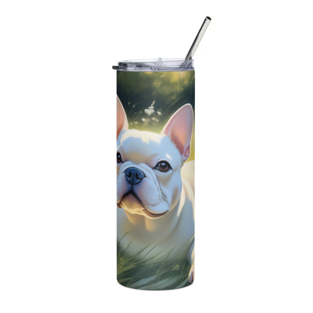PugMug Custom White French Bulldog Stainless Steel Tumbler