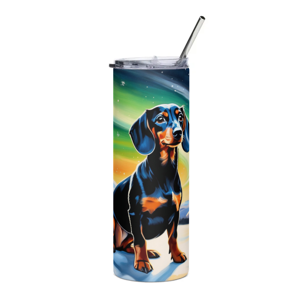 PugMug Custom Black Dachshund Stainless Steel Tumbler