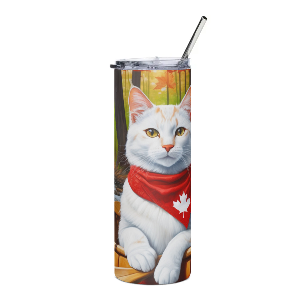 PugMug Custom White Companion Cat Stainless Steel Tumbler