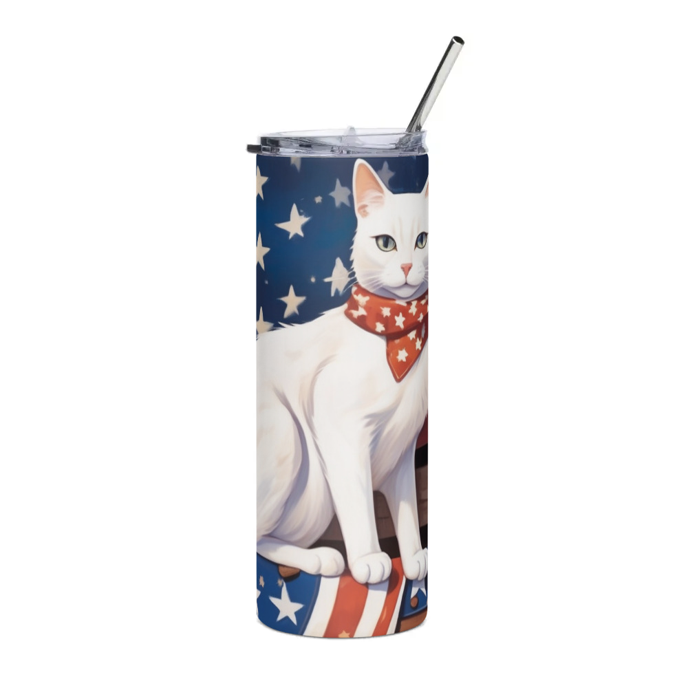 PugMug Custom White Companion Cat Stainless Steel Tumbler