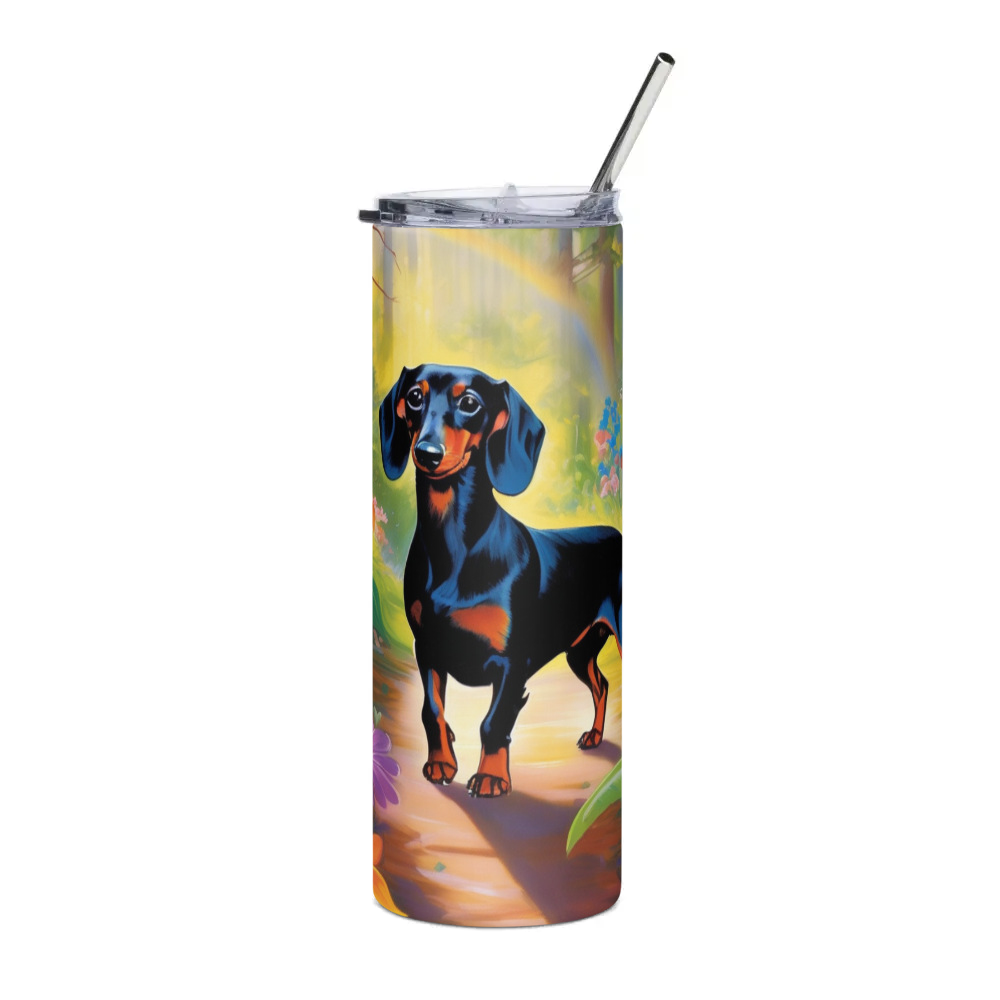 PugMug Custom Black Dachshund Stainless Steel Tumbler