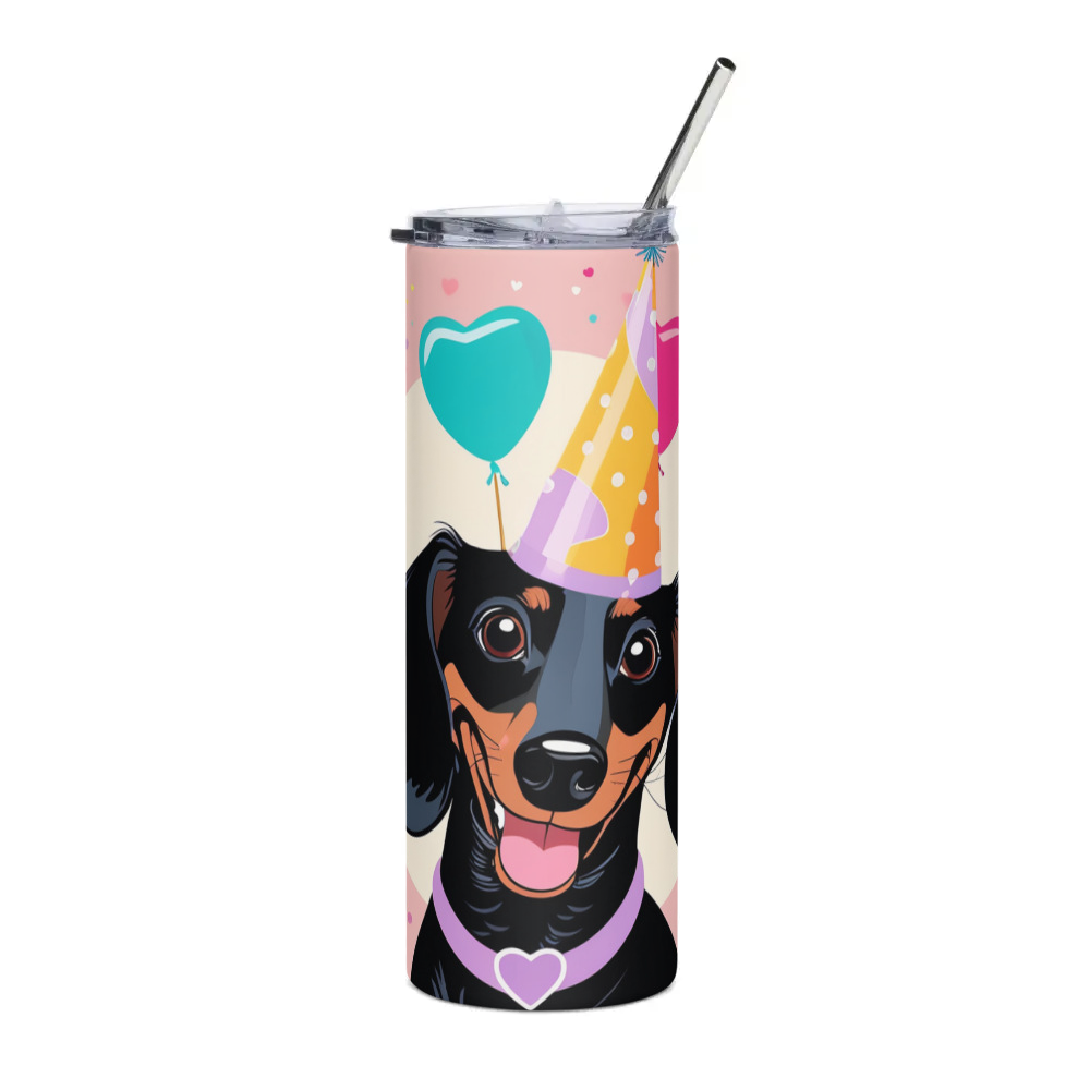 PugMug Custom Black Dachshund Stainless Steel Tumbler