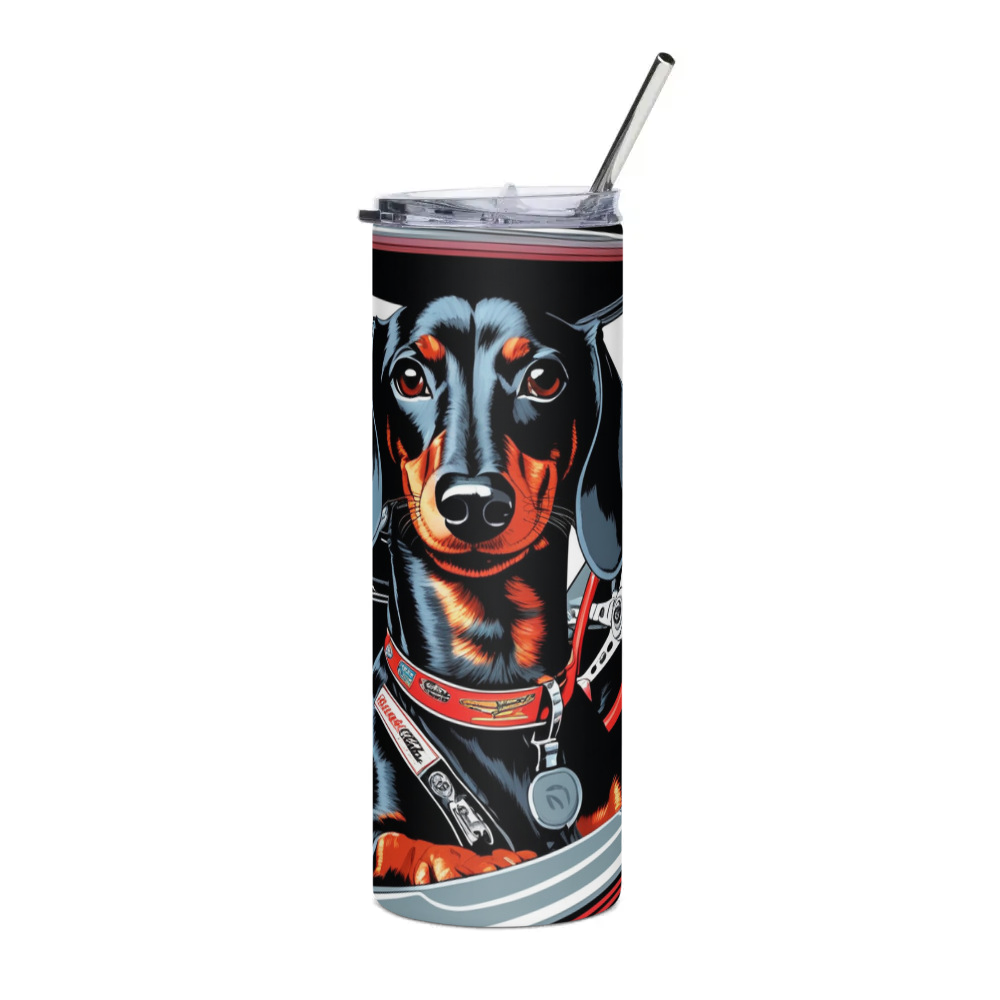 PugMug Custom Black Dachshund Stainless Steel Tumbler