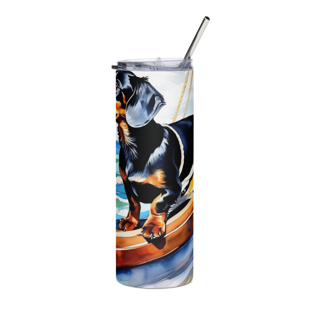 PugMug Custom Black Dachshund Stainless Steel Tumbler