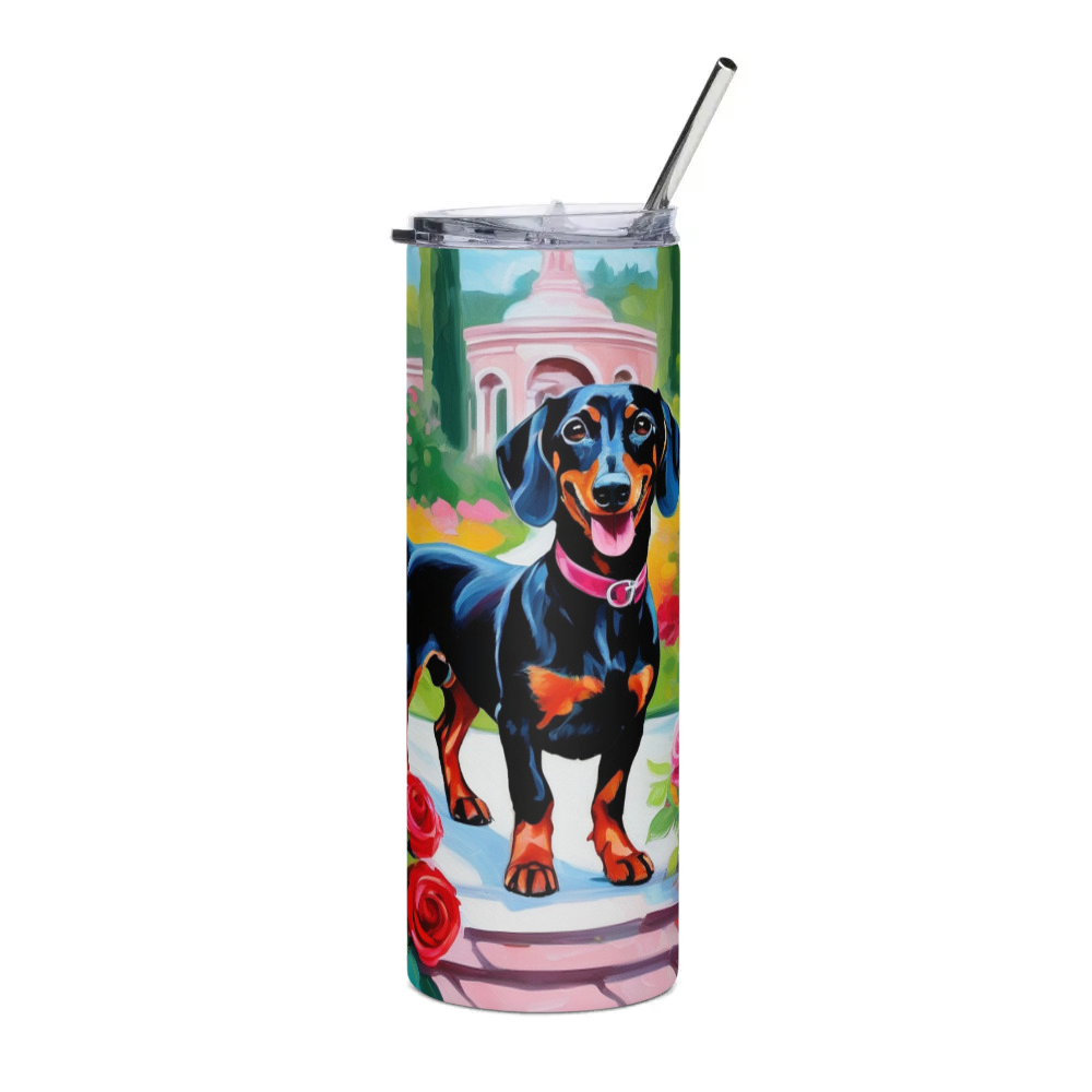 PugMug Custom Black Dachshund Stainless Steel Tumbler