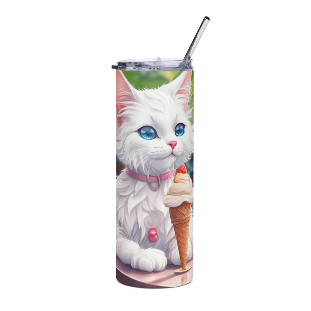 PugMug Custom White Companion Cat Stainless Steel Tumbler