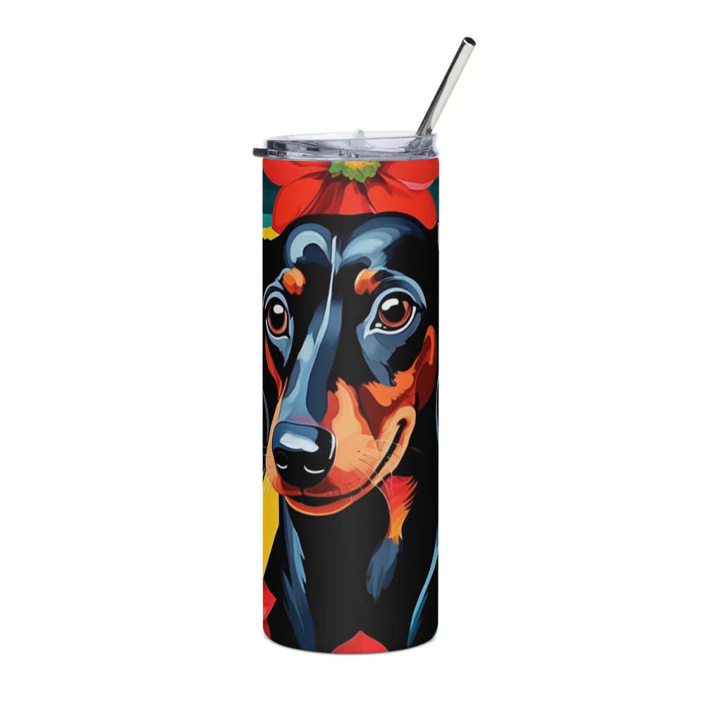PugMug Custom Black Dachshund Stainless Steel Tumbler