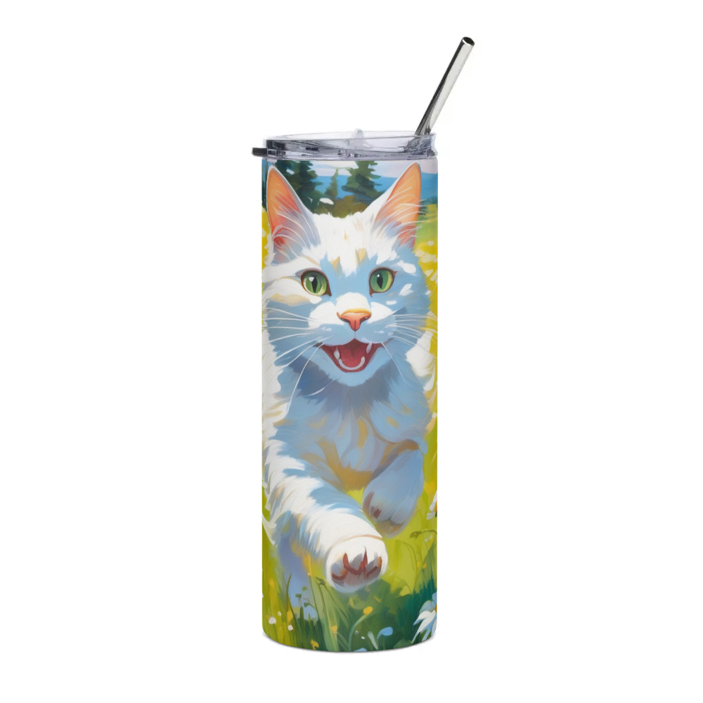 PugMug Custom White Companion Cat Stainless Steel Tumbler