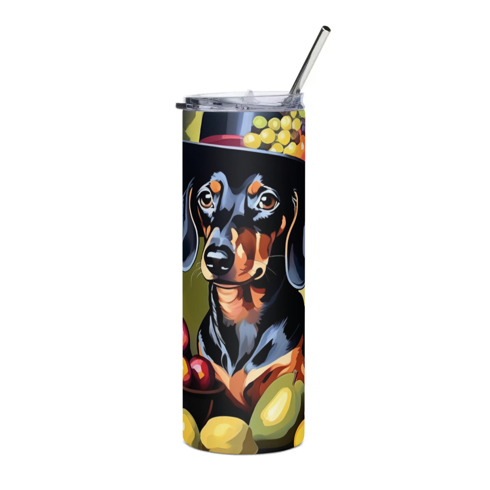 PugMug Custom Black Dachshund Stainless Steel Tumbler