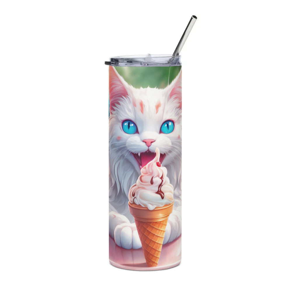 PugMug Custom White Companion Cat Stainless Steel Tumbler