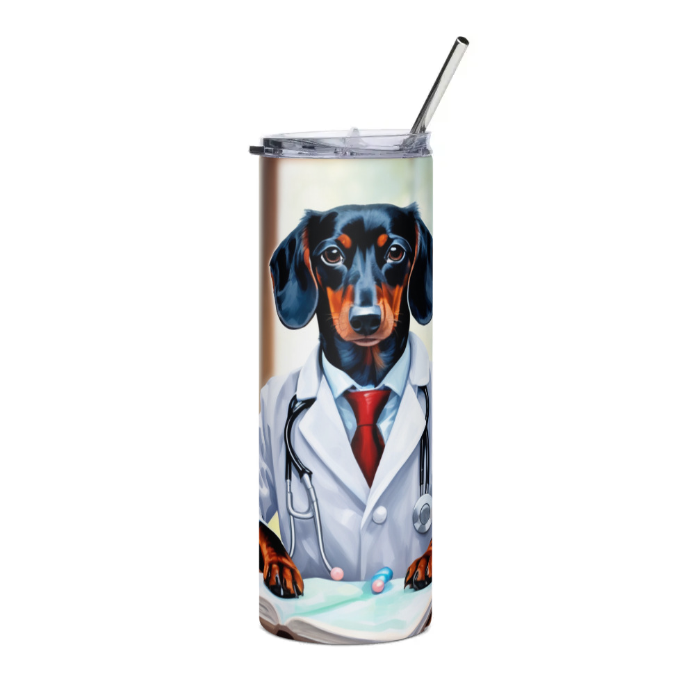 PugMug Custom Black Dachshund Stainless Steel Tumbler