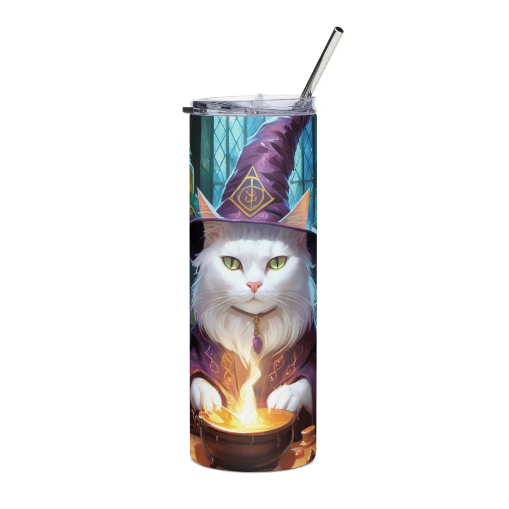 PugMug Custom White Companion Cat Stainless Steel Tumbler