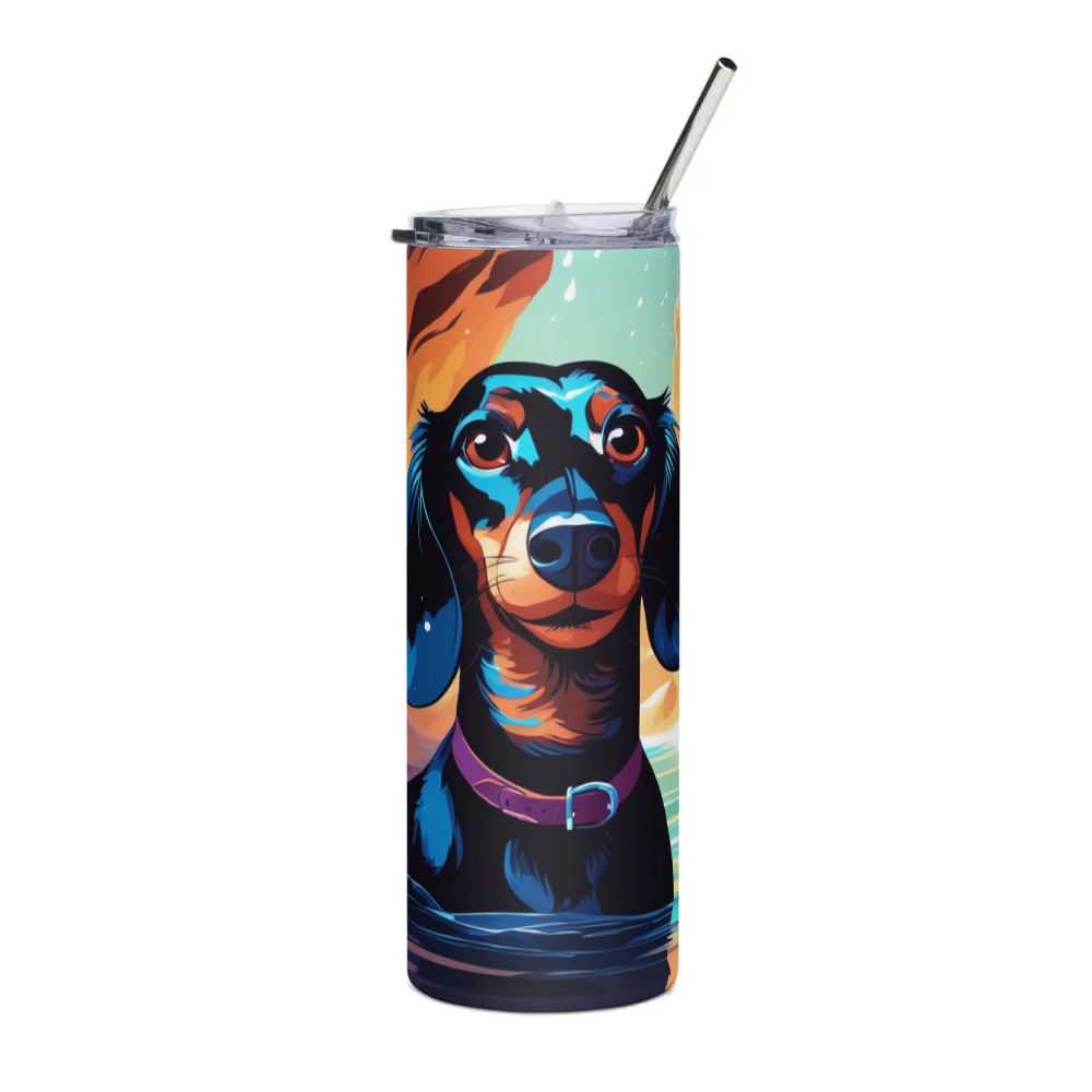 PugMug Custom Black Dachshund Stainless Steel Tumbler