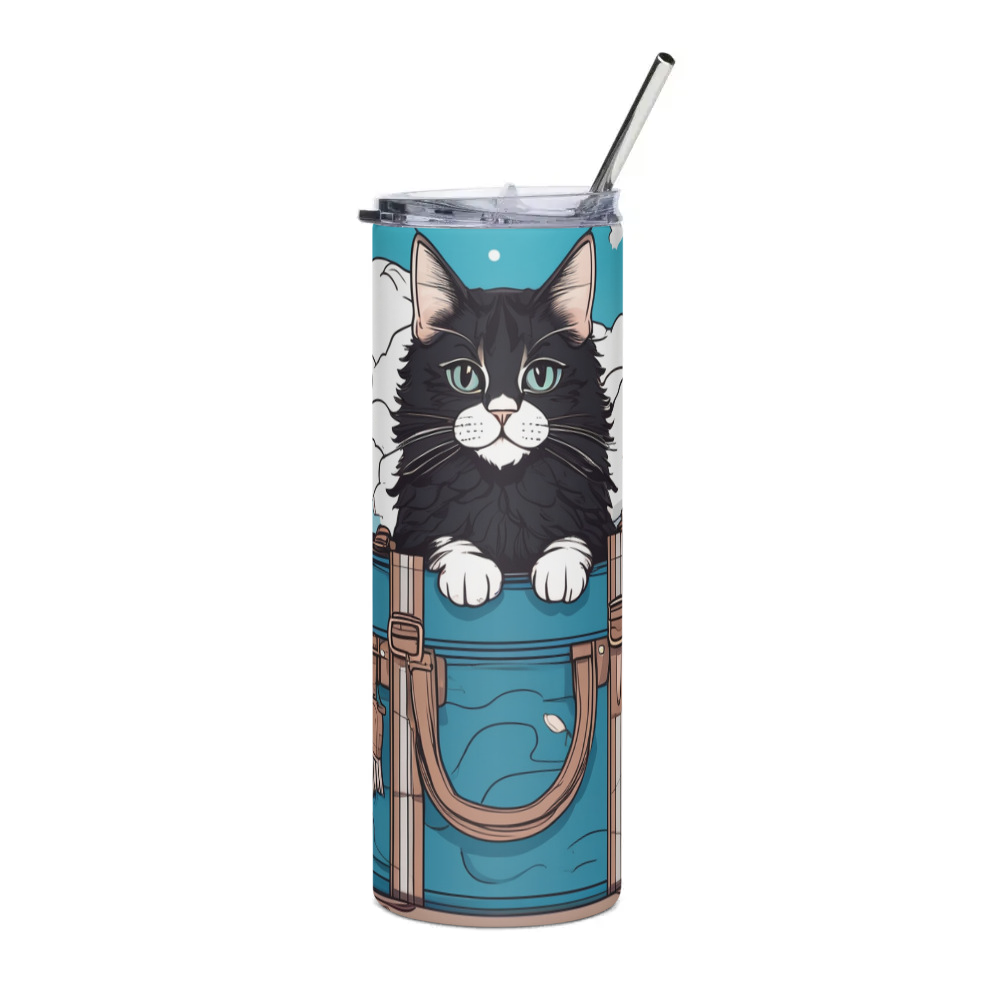 PugMug Custom Black Maine Coon Cat Stainless Steel Tumbler