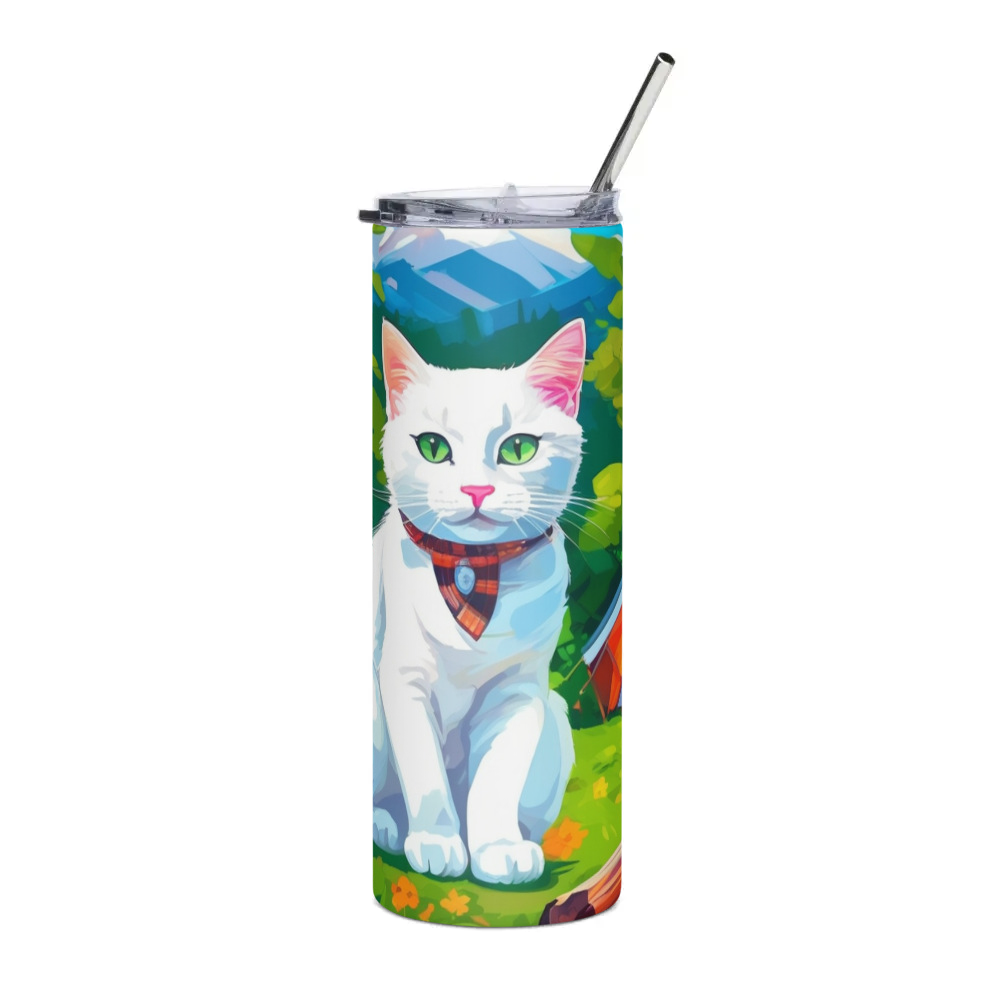 PugMug Custom White Companion Cat Stainless Steel Tumbler