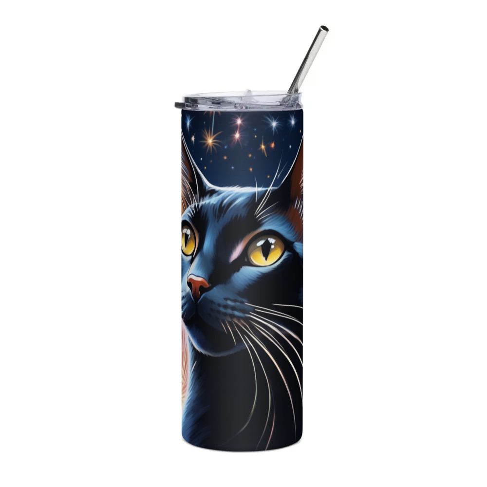 PugMug Custom Black Abyssinian Cat Stainless Steel Tumbler