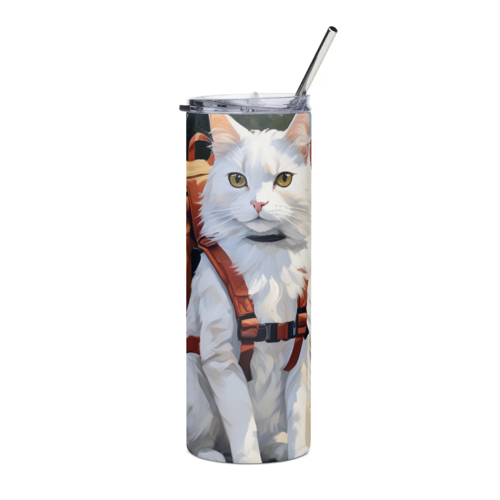 PugMug Custom White Companion Cat Stainless Steel Tumbler