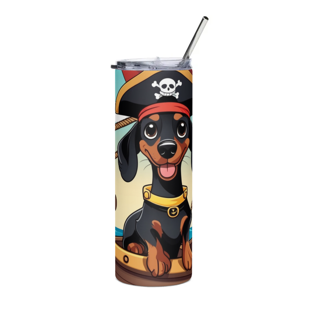 PugMug Custom Black Dachshund Stainless Steel Tumbler