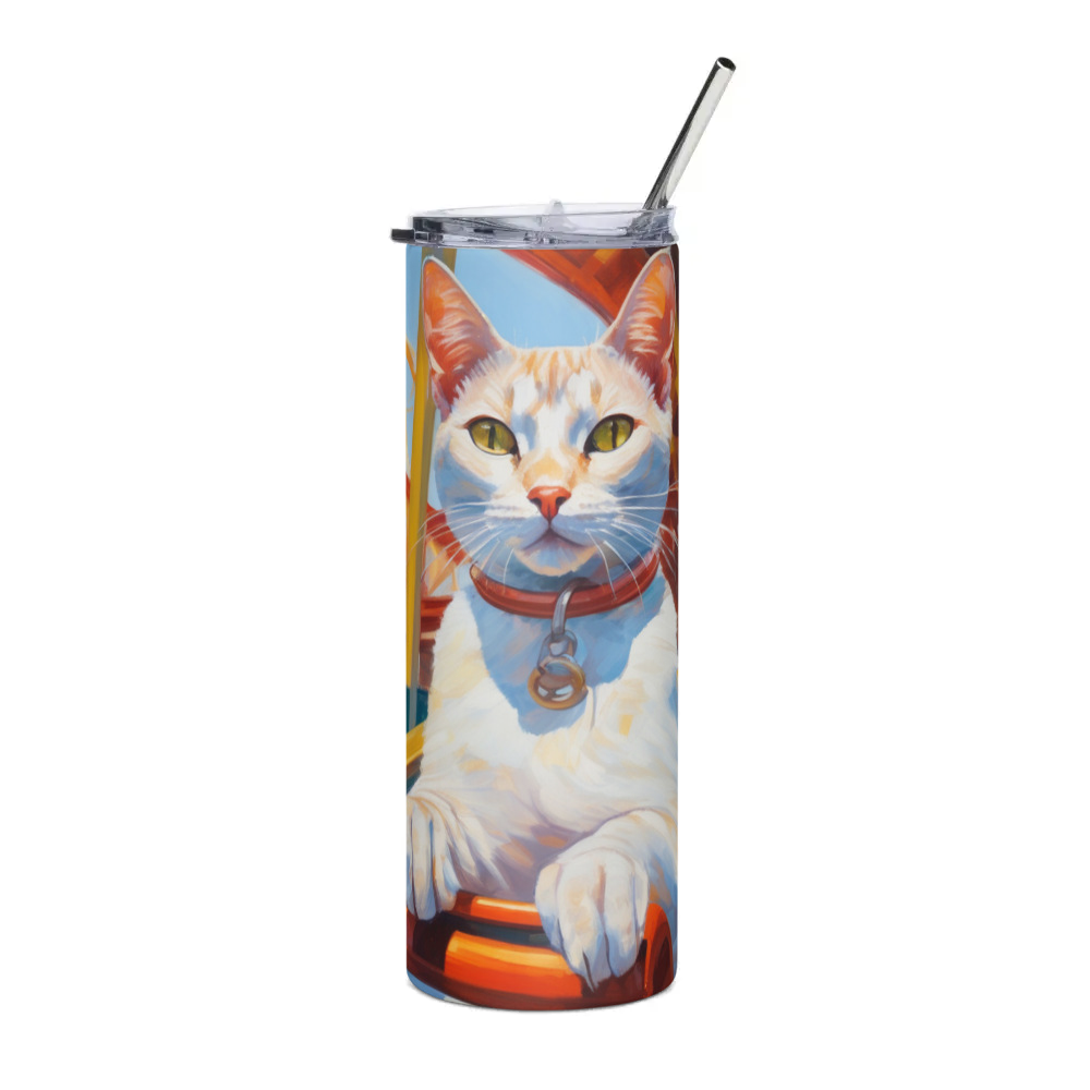 PugMug Custom White Abyssinian Cat Stainless Steel Tumbler