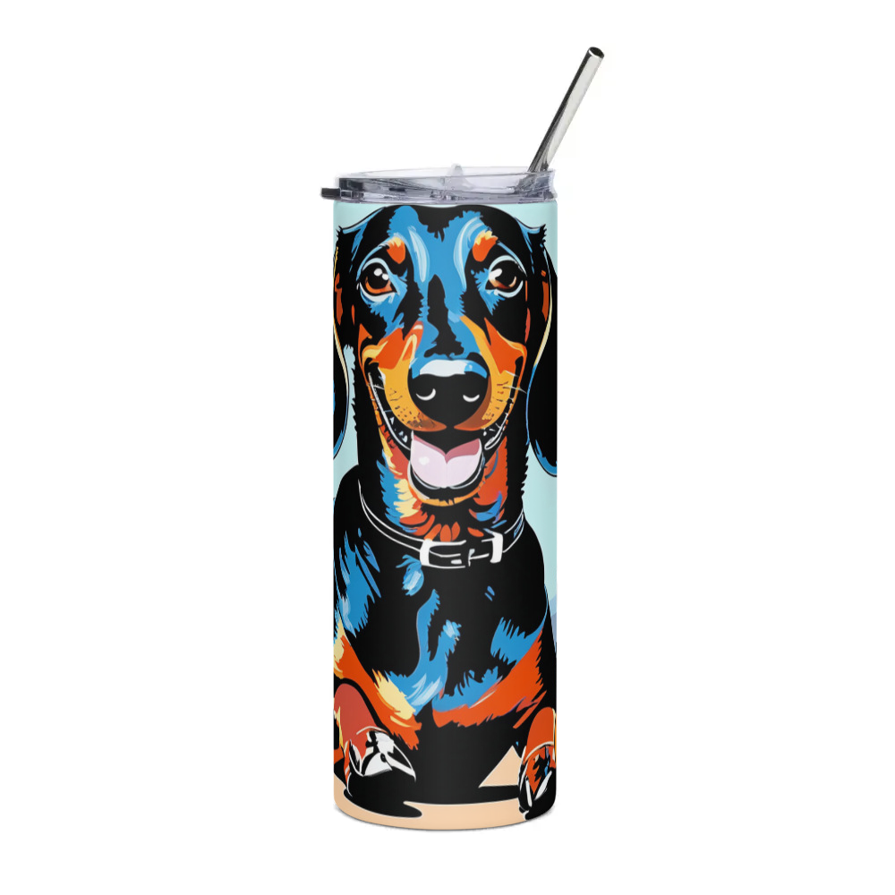 PugMug Custom Black Dachshund Stainless Steel Tumbler