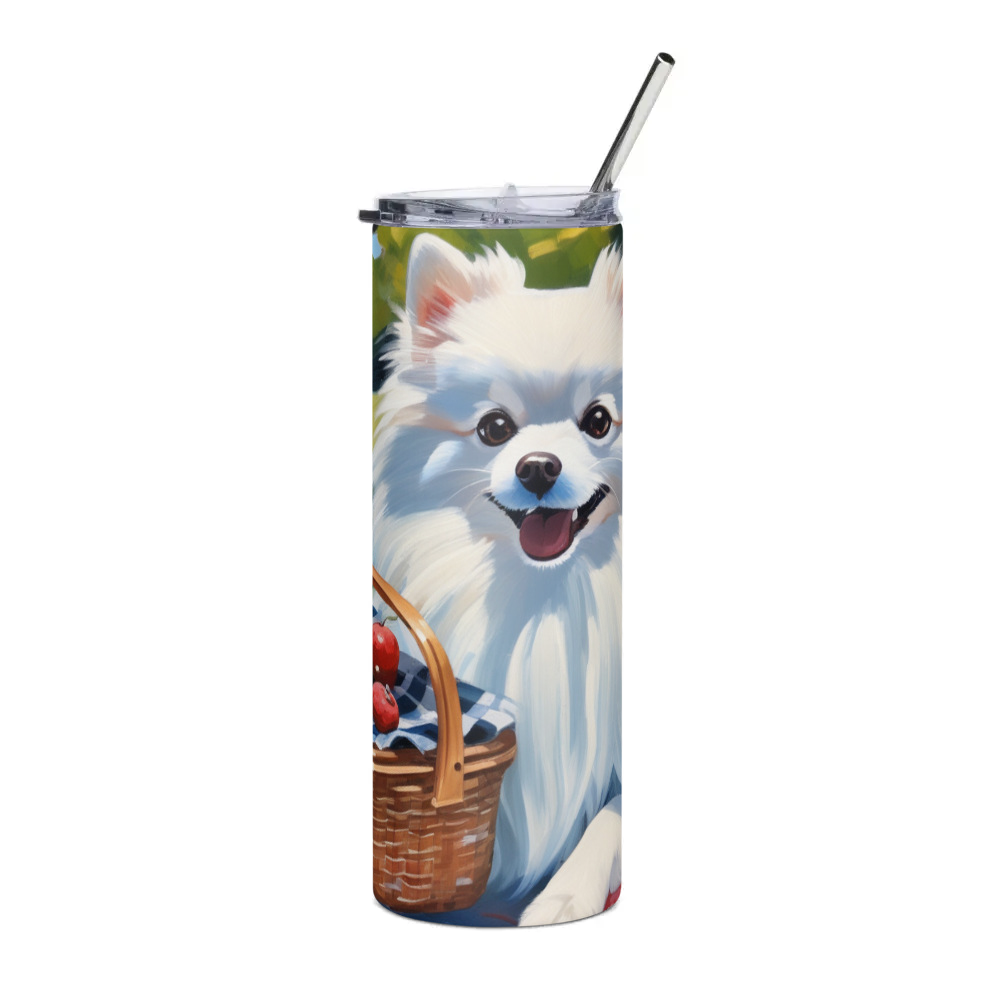 PugMug Custom White Pomeranian Stainless Steel Tumbler