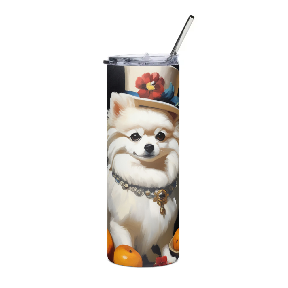 PugMug Custom White Pomeranian Stainless Steel Tumbler